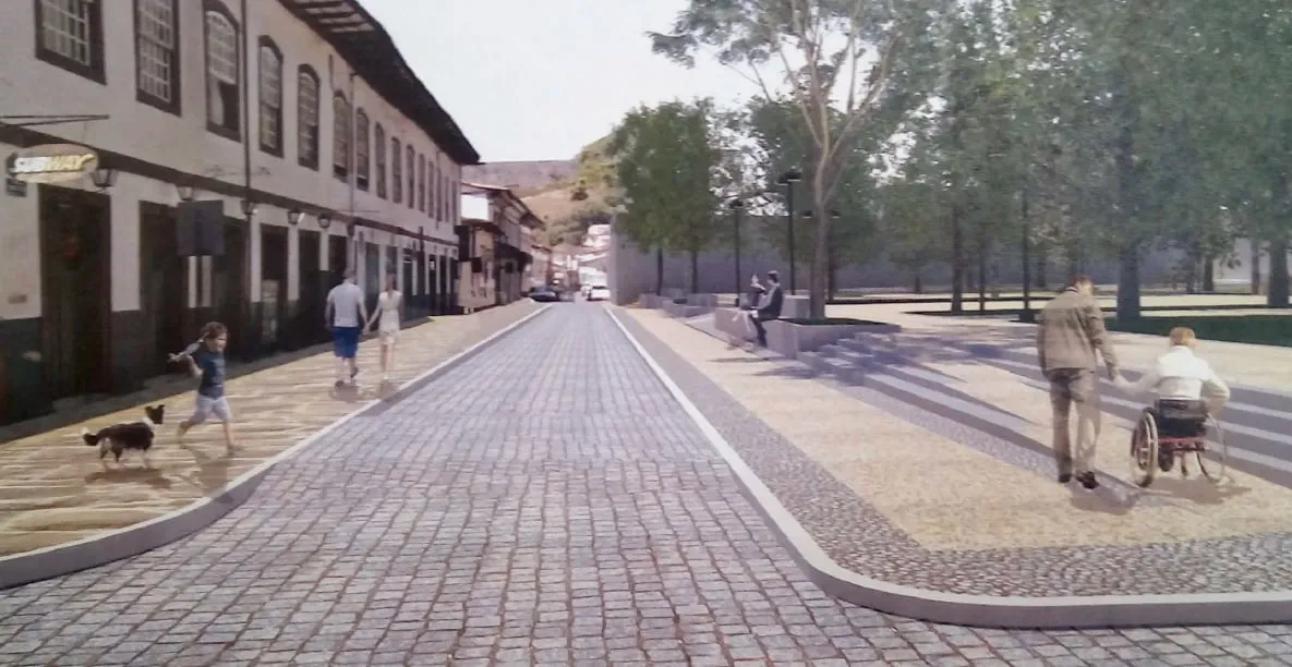 Proposta de revitalização da Praça Gomes Freire (Jardim) em Mariana - Vista da parte baixa