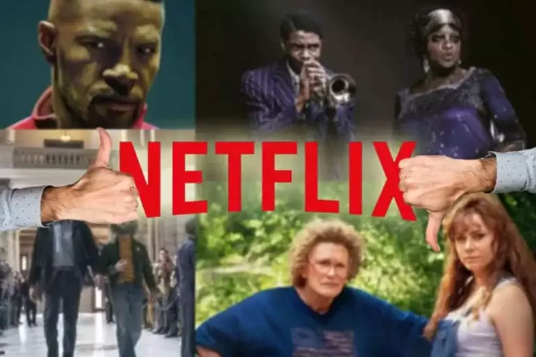 Fotomontagem de cartazes de filmes da Netflix, que podem ser questionados como filmes ruins