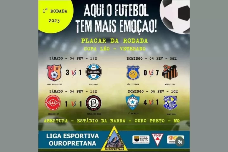 Confira os resultados da primeira e segunda divisão do futebol em Ouro Preto