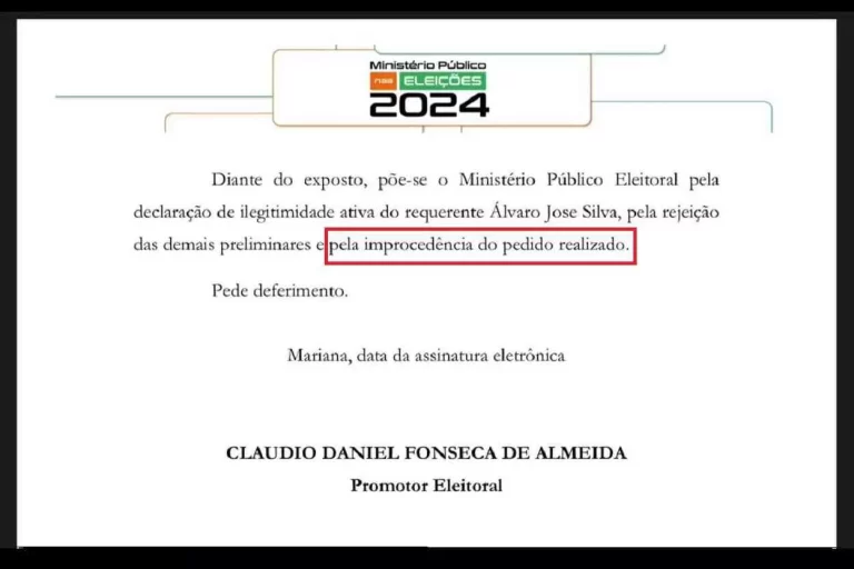 Conclusão do parecer do Promotor Eleitoral de Mariana em relação ao pedido de impugnação da candidatura de Juliano Duarte