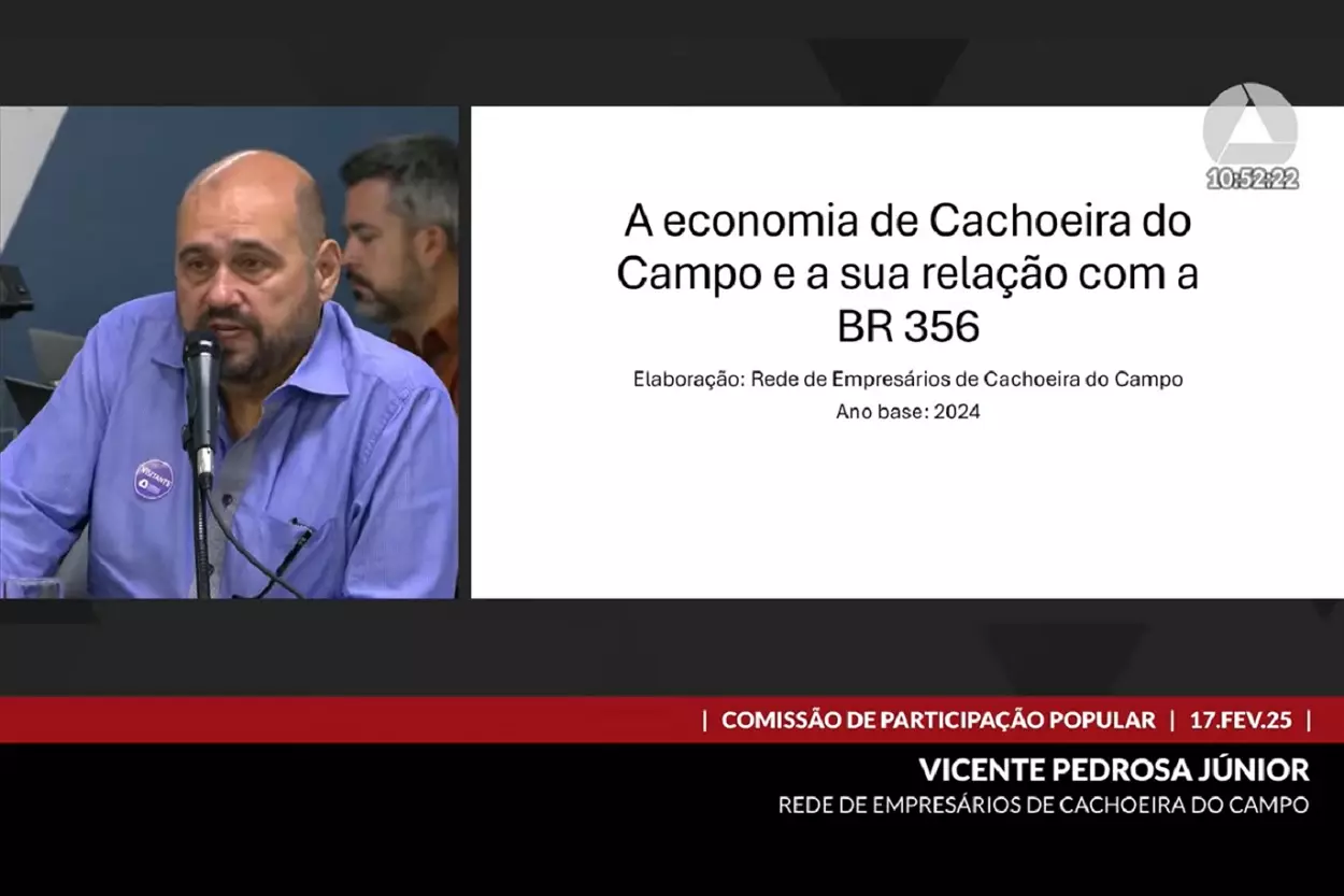 Na audiência sobre a concessão da BR-356, Vicente Pedrosa Júnior representou o conjunto de empresários estabelecidos no trecho urbano da rodovia